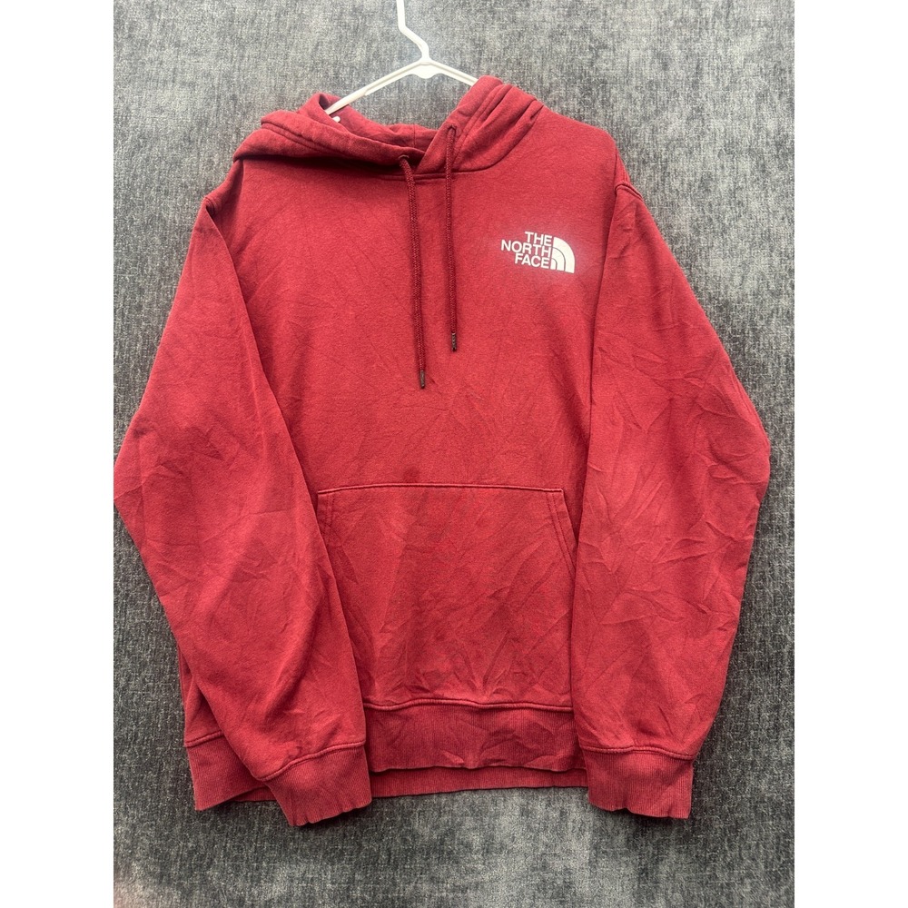 The North Face Hoodie Mens Large Red Fleece Lined Comfy Long Sleeves Pullover‎